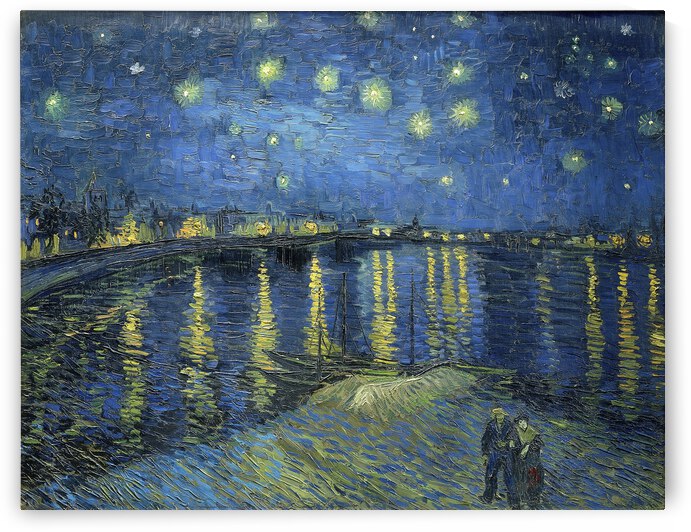 Similitut entre el quadre de Van Gogh: Nit estrellada sobre el Roine, i els reflexos de la llum sobre l'asfalt. Novel·la: "Mia? Descobreix els secrets del seu passat" de Nina Miralbell.