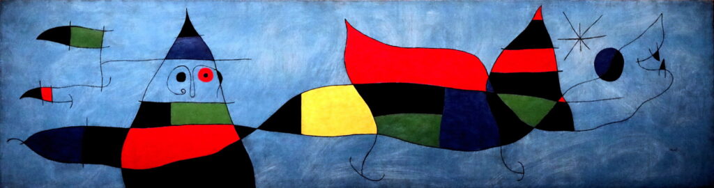 El artista Joan Miró jugaba con colores primarios y formas. Novela: "¿Mía? Descubre los secretos de su pasado" de Nina Miralbell. Foto de Jean Louis Mazieres